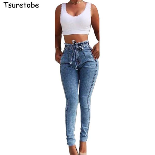 women's jeans tsuretobe skinny bandage women retro high waist denim pencil pants lace up lady autumn slim stretch trousers bow tie fema, Blue
women's jeans tsuretobe skinny bandage women retro high waist denim pencil pants lace up lady autumn slim stretch trousers bow tie fema, Blue