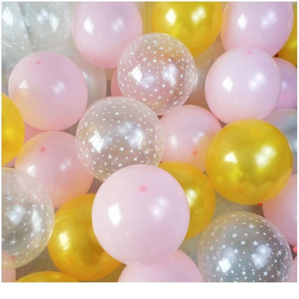 20pcs 12 Inch Latex Balloon Set Star Clear Pink Gold Balloons Wedding Decoration Baby Shower Birthday Party Supplies Ho Sqcmit