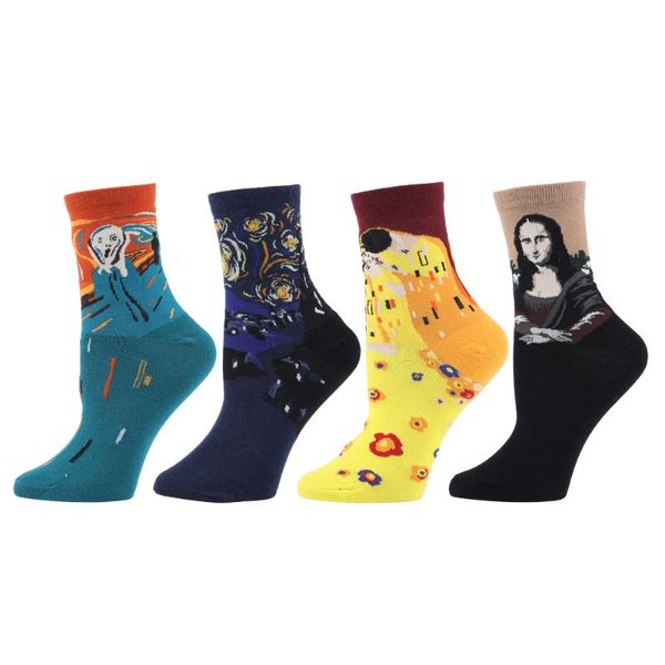 4 pair ksjmcz mona lisa the scream starry night painting short socks women's cotton socks retro arts, Black;white
4 pair ksjmcz mona lisa the scream starry night painting short socks women's cotton socks retro arts, Black;white