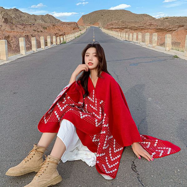 qinghai tibet tourism autumn and winter cape shawl scarf dual purpose female coat thickened warm air conditioning shawl cape, Blue;gray
qinghai tibet tourism autumn and winter cape shawl scarf dual purpose female coat thickened warm air conditioning shawl cape, Blue;gray