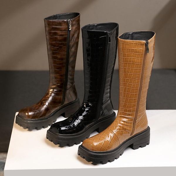 может niamh 2020 колена высоких сапог для женщин толстых каблуков площади toe zipper платформа удобных зимняя обувь женских большого размер, Black 
может niamh 2020 колена высоких сапог для женщин толстых каблуков площади toe zipper платформа удобных зимняя обувь женских большого размер, Black