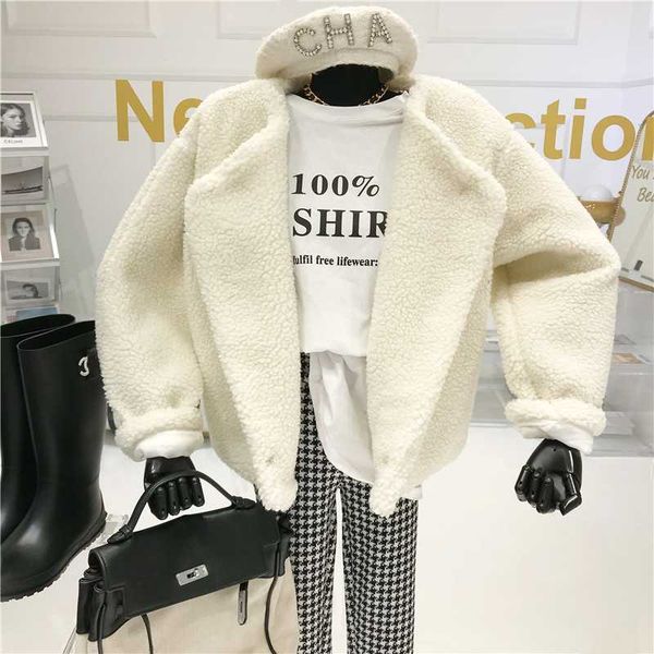 women's fur & faux niche design thickened plush 2021 korean version of loose temperament ladies complex short thick fashion lamb coat, Black
women's fur & faux niche design thickened plush 2021 korean version of loose temperament ladies complex short thick fashion lamb coat, Black