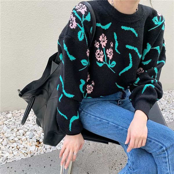 women's sweaters lucyever sweater 2021 autumn elegant rose embroidery for women vintage fashion knitted pullovers woman jumpers, White;black
women's sweaters lucyever sweater 2021 autumn elegant rose embroidery for women vintage fashion knitted pullovers woman jumpers, White;black