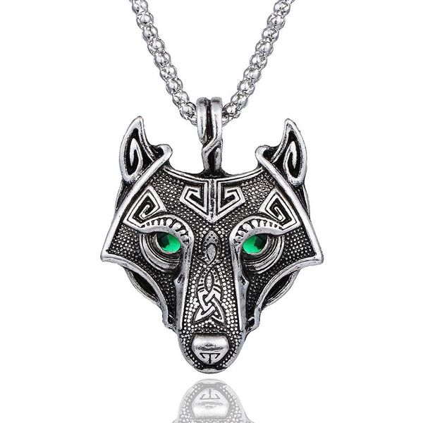 vintage punk style norse vikings wolf head necklace pendant green crystal eyes original animal jewelry wolf head for men gift, Silver
vintage punk style norse vikings wolf head necklace pendant green crystal eyes original animal jewelry wolf head for men gift, Silver