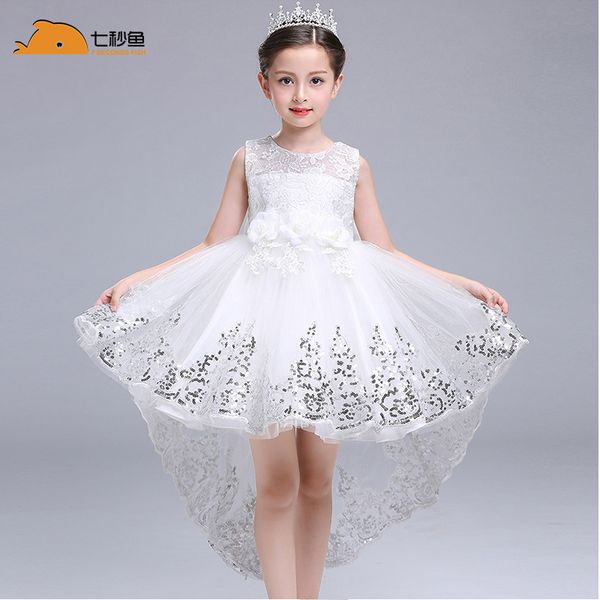girl summer dress white princess 3-14 years girl party dress robe fille kids brand vestidos prom dresses t200709, Red;yellow