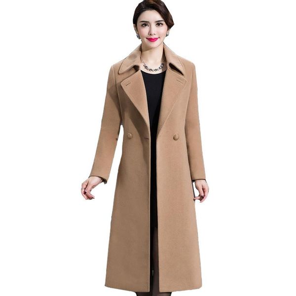 women's wool & blends fashion women woolen coat 2021 autumn winter elegant long-sleeve solid female middle-aged outerwear plus size, Black
women's wool & blends fashion women woolen coat 2021 autumn winter elegant long-sleeve solid female middle-aged outerwear plus size, Black