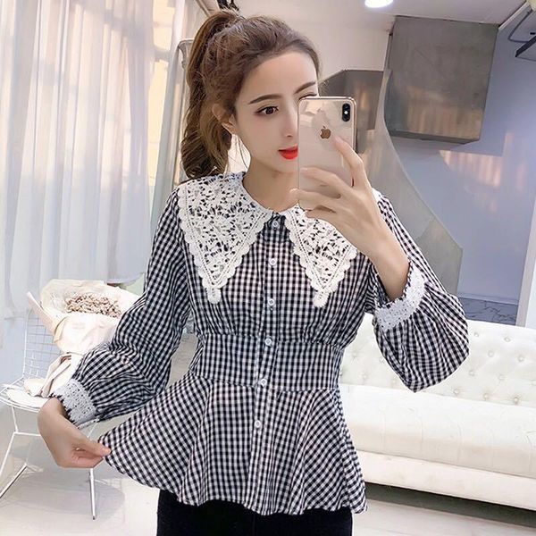 2021 new fashion women spring autumn women retro lace patchwork long sleeve blouse female elegant elastic waist slim shirts a138, White
2021 new fashion women spring autumn women retro lace patchwork long sleeve blouse female elegant elastic waist slim shirts a138, White