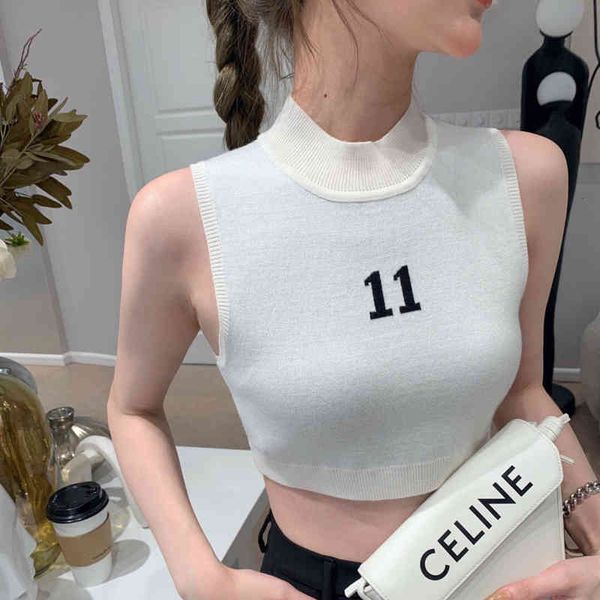 women's blouses & shirts we11 spring and autumn short 11 letter embroidery slim fit casual round neck knitted vest women armx, White
women's blouses & shirts we11 spring and autumn short 11 letter embroidery slim fit casual round neck knitted vest women armx, White