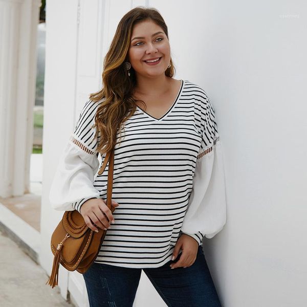women's sweaters autumn fashion women's striped v-neck long-sleeved lantern sleeve pullover sweater plus size 1xl-4xl casual wild, White;black
women's sweaters autumn fashion women's striped v-neck long-sleeved lantern sleeve pullover sweater plus size 1xl-4xl casual wild, White;black