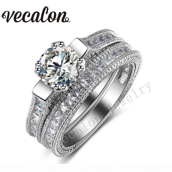vecalon round cut 3ct simulated diamond cz 2-in-1 engagement wedding band ring set for women 14kt gold filled ring, Slivery;golden
vecalon round cut 3ct simulated diamond cz 2-in-1 engagement wedding band ring set for women 14kt gold filled ring, Slivery;golden