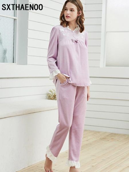 women's sleepwear sxthaenoo thick bright velvet women's pajamas sets autumn vintage sweet female flannel pyjamas long sleeve sleep, Black;red
women's sleepwear sxthaenoo thick bright velvet women's pajamas sets autumn vintage sweet female flannel pyjamas long sleeve sleep, Black;red