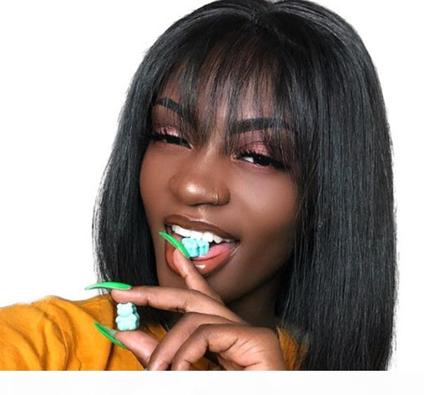 brazilian new human hair straight full front lace wigs for black women bangs short bob pre plucked bleached knots, Black;brown
brazilian new human hair straight full front lace wigs for black women bangs short bob pre plucked bleached knots, Black;brown