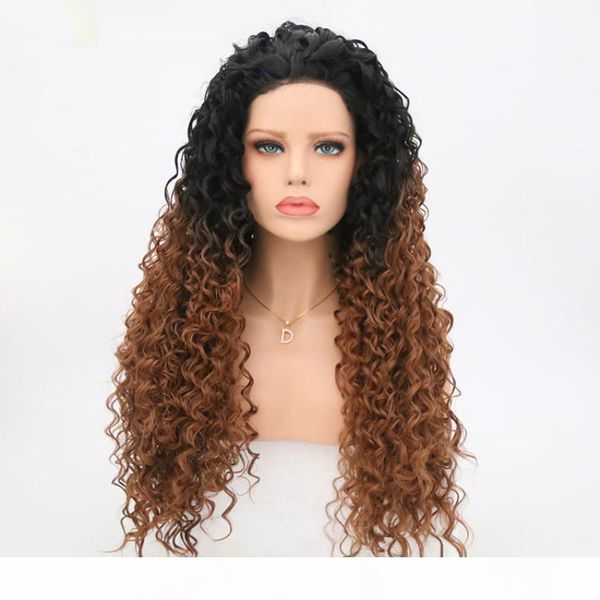 ombre lace front wig synthetic curly heat resistant fiber hair two tone color glueless synthetic wigs for black women, Black;brown
ombre lace front wig synthetic curly heat resistant fiber hair two tone color glueless synthetic wigs for black women, Black;brown