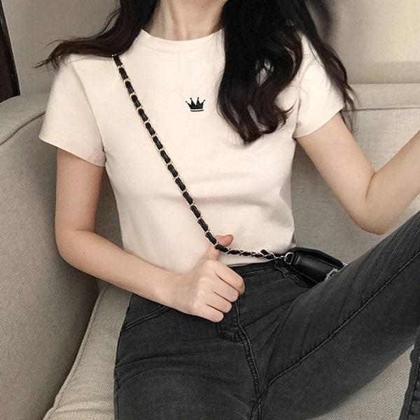 2020 short-sleeved female fairy korean style crown embroidered student t- slim women's t- shirt shirt shirtclothing groz6, White
2020 short-sleeved female fairy korean style crown embroidered student t- slim women's t- shirt shirt shirtclothing groz6, White