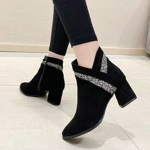 2020 high-heeled new winter bling booties square high heels pointed toe-bound sheep shoes retro mujer boots m0ag, Black
2020 high-heeled new winter bling booties square high heels pointed toe-bound sheep shoes retro mujer boots m0ag, Black