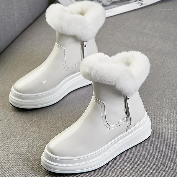 women boots real cowhide patent leather water proof winter shoes women snow boots platform keep warm ankle with thick fur1, Black
women boots real cowhide patent leather water proof winter shoes women snow boots platform keep warm ankle with thick fur1, Black