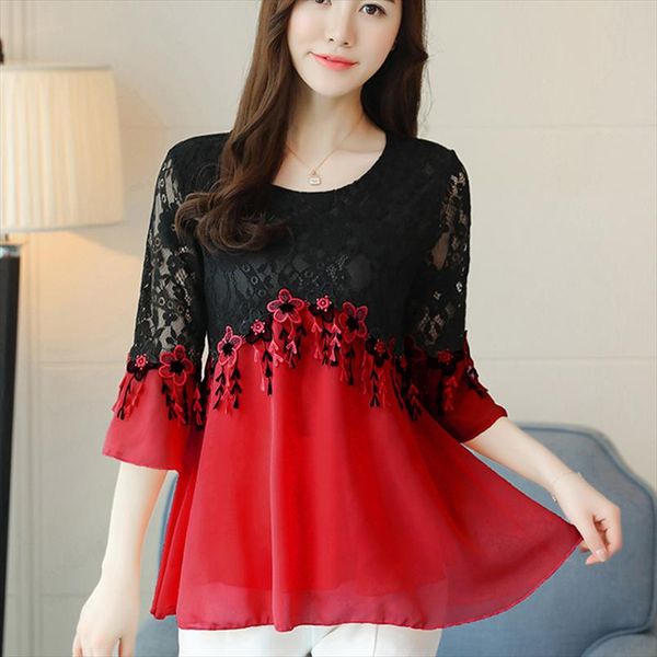 lace women blouse shirt mesh stitching chiffon blouse elegant female casual lace loose women clothing flowers 890h, White
lace women blouse shirt mesh stitching chiffon blouse elegant female casual lace loose women clothing flowers 890h, White