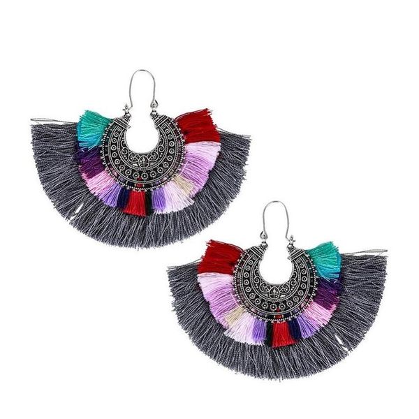 vintage long tassel drop earring resin bohe punk ethnic fashion multicolor cotton thread big fan shape fringe sqcncx homes2007, Silver
vintage long tassel drop earring resin bohe punk ethnic fashion multicolor cotton thread big fan shape fringe sqcncx homes2007, Silver