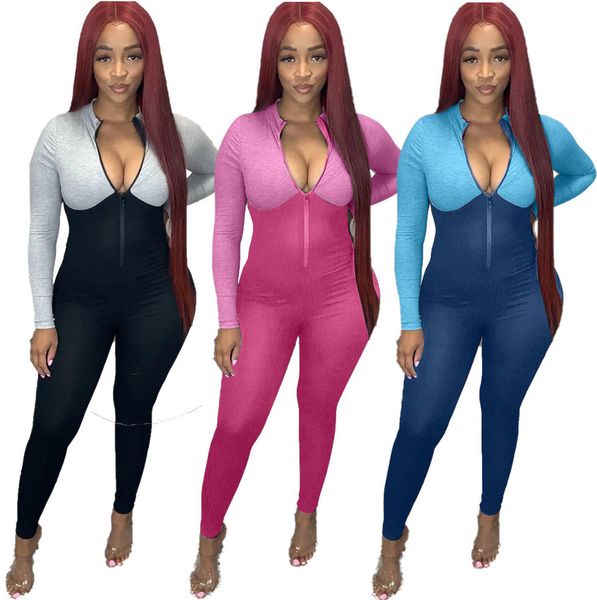 women jumpsuit slim contrast stitching zipper long sleeve pants high neck threaded sports rompers outfits sportwear 2020 j965, Black;white
women jumpsuit slim contrast stitching zipper long sleeve pants high neck threaded sports rompers outfits sportwear 2020 j965, Black;white