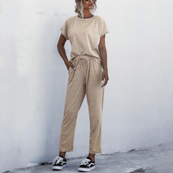 women summer suits fashion solid casual pullover o neck short sleeve full length pants ladies loose plus size suit, Gray
women summer suits fashion solid casual pullover o neck short sleeve full length pants ladies loose plus size suit, Gray