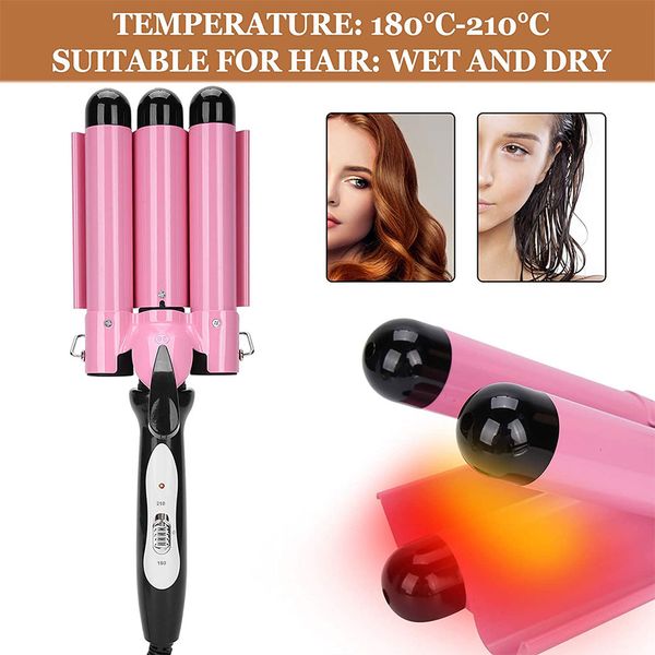 3 barrel hair curling iron wand hair waver professional 28mm/ 32mm for long or short heat quickly, hair wave curling styling tools
3 barrel hair curling iron wand hair waver professional 28mm/ 32mm for long or short heat quickly, hair wave curling styling tools