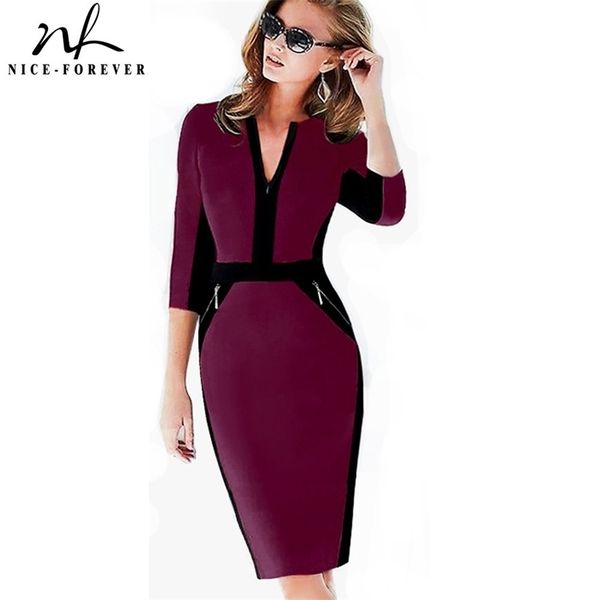 nice-forever office women zipper plus size fashion patchwork v neck vestidos wear to work formal bodycon business dress 837 y200418, Black;pink
nice-forever office women zipper plus size fashion patchwork v neck vestidos wear to work formal bodycon business dress 837 y200418, Black;pink