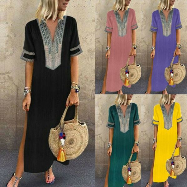 women beach dress long kaftan dress boho maxi caftan tunic casual beach sundress plus size 1017, White;black
women beach dress long kaftan dress boho maxi caftan tunic casual beach sundress plus size 1017, White;black