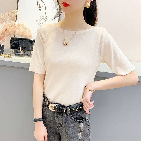 2020 summer women's short sleeve t-shirt women's fashion loose ice silk one line collar mid sleeve korean knitwear knitwear knitwe, White;black
2020 summer women's short sleeve t-shirt women's fashion loose ice silk one line collar mid sleeve korean knitwear knitwear knitwe, White;black