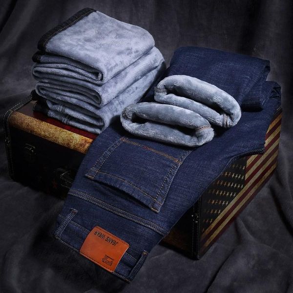 brand winter thick jeans men casual stretch slim fit classic fleece denim pants men's warm business straight jean trousers, Blue
brand winter thick jeans men casual stretch slim fit classic fleece denim pants men's warm business straight jean trousers, Blue