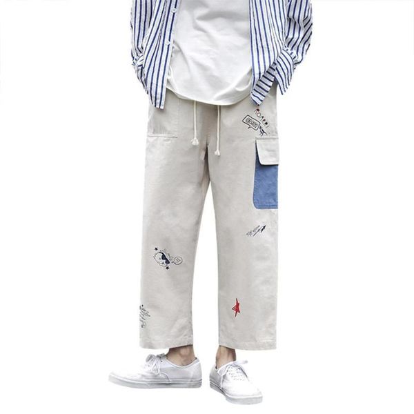 missky men's long panats beige color overalls summer loose printing straight ankle-length trousers male clothes new, Black
missky men's long panats beige color overalls summer loose printing straight ankle-length trousers male clothes new, Black
