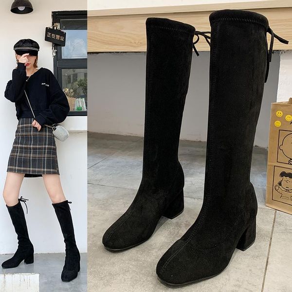 lady boots brand women's shoes booties woman 2020 low heel winter footwear thigh high heels high round toe brand, Black
lady boots brand women's shoes booties woman 2020 low heel winter footwear thigh high heels high round toe brand, Black