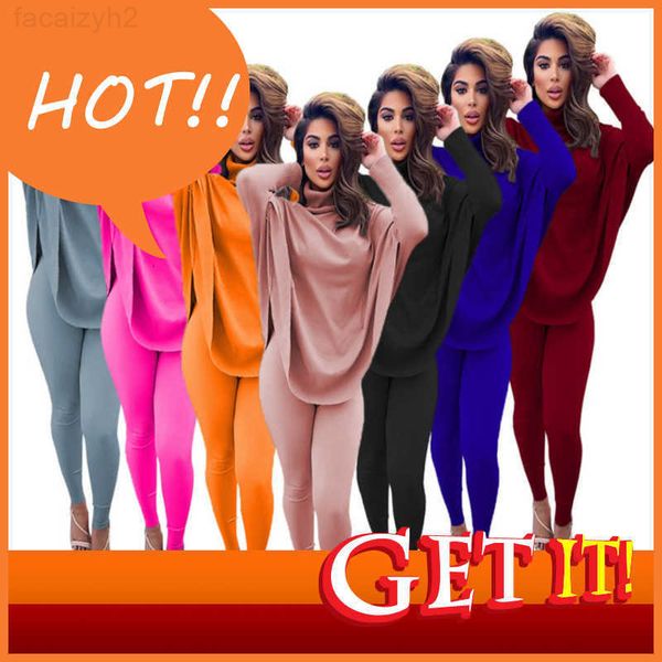 two women tracksuit pieces pants set designer high neck sweater suits casual solid bat sleeve trousers ladies sportwear outfits 7, White
two women tracksuit pieces pants set designer high neck sweater suits casual solid bat sleeve trousers ladies sportwear outfits 7, White