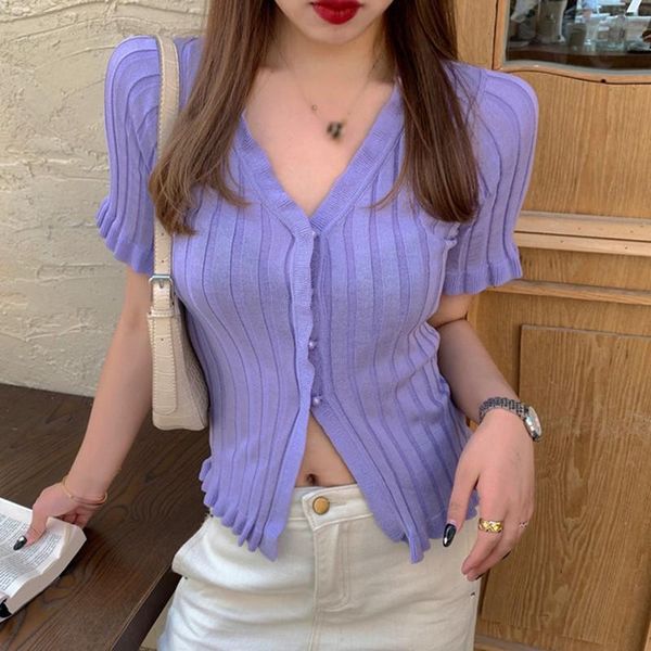 ropalia v-neck knitted shirts female women shirt cardigans ruffled short sleeved shirts, White
ropalia v-neck knitted shirts female women shirt cardigans ruffled short sleeved shirts, White
