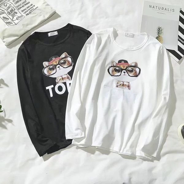 long sleeve spring and autumn cat's head round neck fashion korean t-shirt bottom coat men's, White;black
long sleeve spring and autumn cat's head round neck fashion korean t-shirt bottom coat men's, White;black