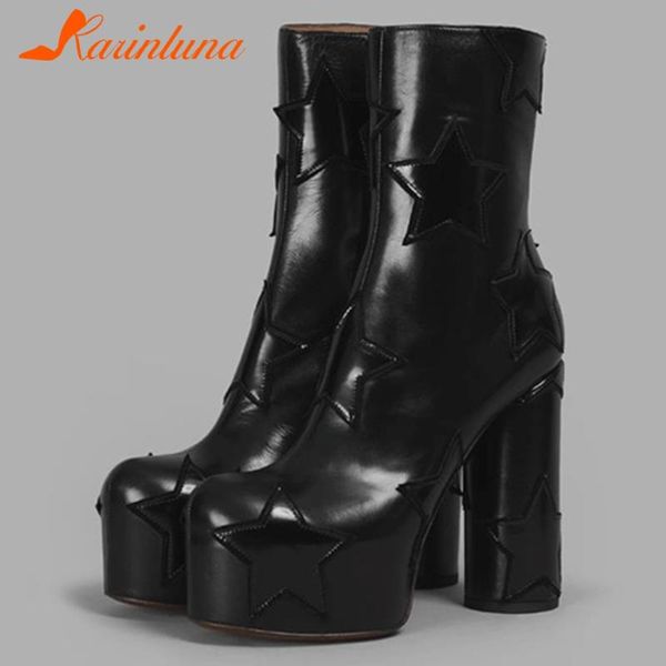 2021 new brand fashion shoes women high platform thick high heels quality shoes start cow leather slip-on ankel booties, Black
2021 new brand fashion shoes women high platform thick high heels quality shoes start cow leather slip-on ankel booties, Black
