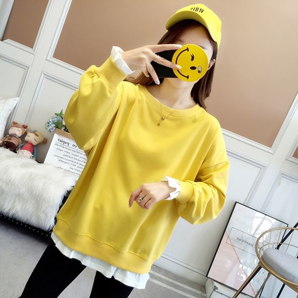 58ob3 2020 pullover new fake two-piece pullover for pulloverround neck sweater pullovert-shirt female students loose stitching autumn thin t, Black
58ob3 2020 pullover new fake two-piece pullover for pulloverround neck sweater pullovert-shirt female students loose stitching autumn thin t, Black