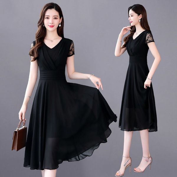 Chiffon Gauze Zipper Short Sleeve V-neck Tea-length A-line Plus Size Simple Solid Color Black Red Pink Coctail Dress 9159 party
Chiffon Gauze Zipper Short Sleeve V-neck Tea-length A-line Plus Size Simple Solid Color Black Red Pink Coctail Dress 9159 party