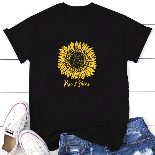 lh20452 summer sunflower plant rise&shine simple pattern printing casual loose round neck all-match t-shirt, White
lh20452 summer sunflower plant rise&shine simple pattern printing casual loose round neck all-match t-shirt, White