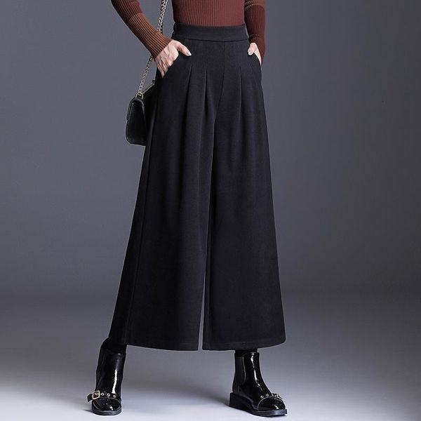 women 2020 new autumn winter woolen pants female high waist loose trousers ladies casual ankle-length wide leg wool pants v77, Black;white
women 2020 new autumn winter woolen pants female high waist loose trousers ladies casual ankle-length wide leg wool pants v77, Black;white