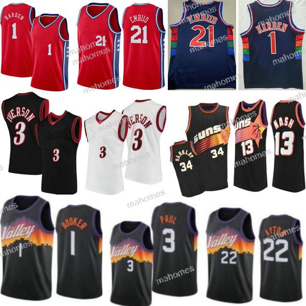 james harden 1 city basketball jersey allen 3 iverson devin booker joel embiid chris paul steve nash barkley red whit blue sports shirt stit, Black;red
james harden 1 city basketball jersey allen 3 iverson devin booker joel embiid chris paul steve nash barkley red whit blue sports shirt stit, Black;red
