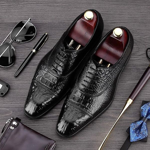 alligator patter genuine leather men's handmade oxfords formal dress round toe man flats luxury male wedding party shoes bql81, Black
alligator patter genuine leather men's handmade oxfords formal dress round toe man flats luxury male wedding party shoes bql81, Black
