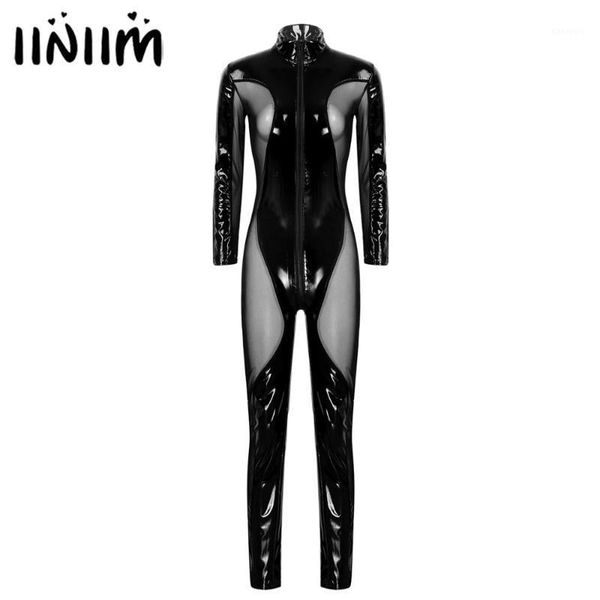 womens femme body latex homme wetlook patent leather sheer mesh patchwork long sleeves skinny bodysuit catsuit clubwear costumes1, Black;white
womens femme body latex homme wetlook patent leather sheer mesh patchwork long sleeves skinny bodysuit catsuit clubwear costumes1, Black;white