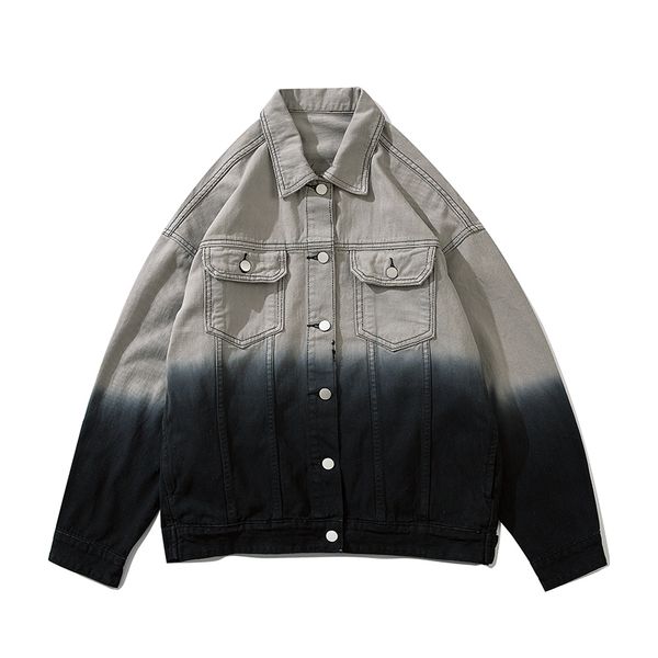 gradient streetwear bomber denim women men jacket washed loose lapel retro casual jeans jacket windbreaker and coat aqeis, Black
gradient streetwear bomber denim women men jacket washed loose lapel retro casual jeans jacket windbreaker and coat aqeis, Black