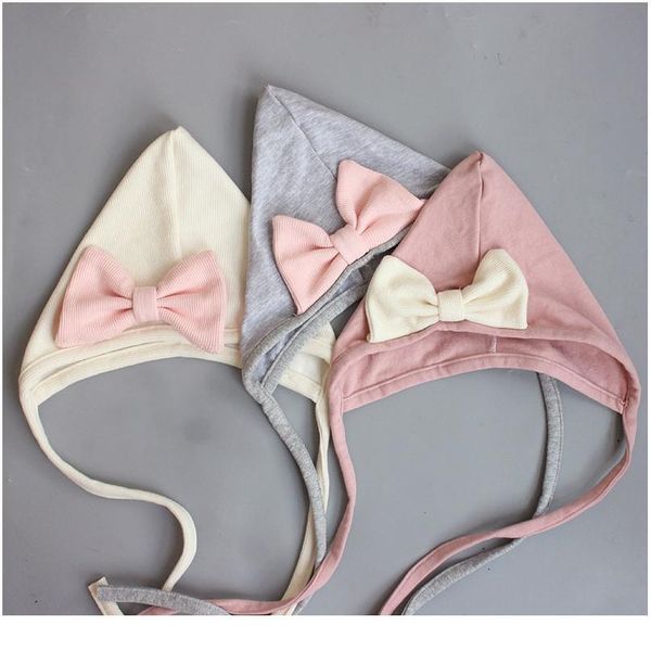 new winter kids hat for baby girls and boy autumn spring children hats for girls cap with bow pinnacle elf qylaxu, Yellow