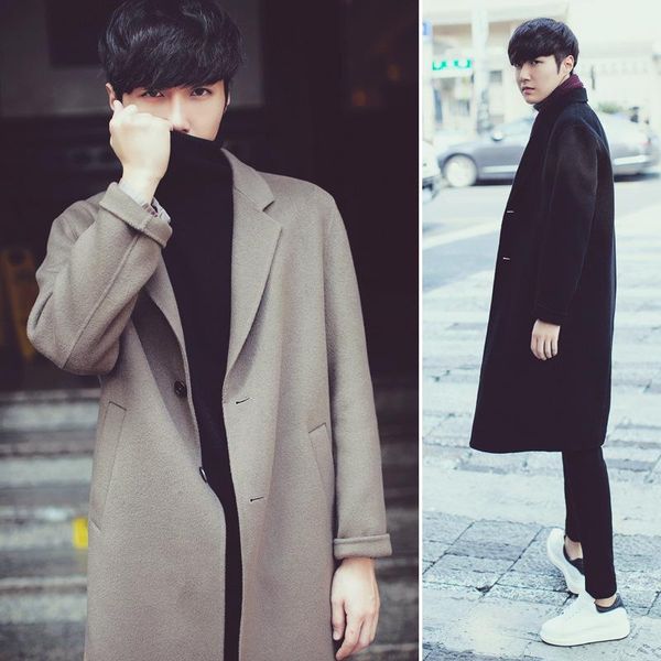 men's double-sided cashmere coat men's mid long autumn winter korean slim british windbreaker woollen coat, Black
men's double-sided cashmere coat men's mid long autumn winter korean slim british windbreaker woollen coat, Black