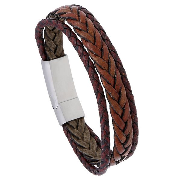 selling simple woven stainless steel men's pu leather bracelet multi-layer student hand accessories, Silver
selling simple woven stainless steel men's pu leather bracelet multi-layer student hand accessories, Silver