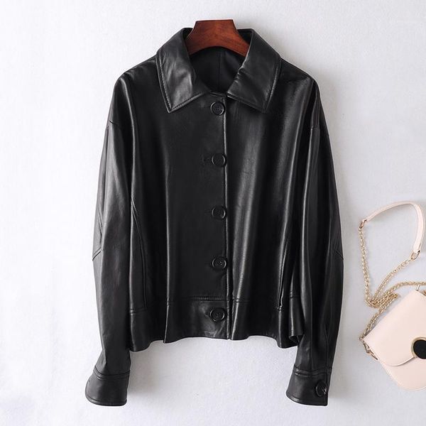 real jacket women oversize loose genuine leather sheepskin coat short casual female office lady single breasted outwear1, Black
real jacket women oversize loose genuine leather sheepskin coat short casual female office lady single breasted outwear1, Black