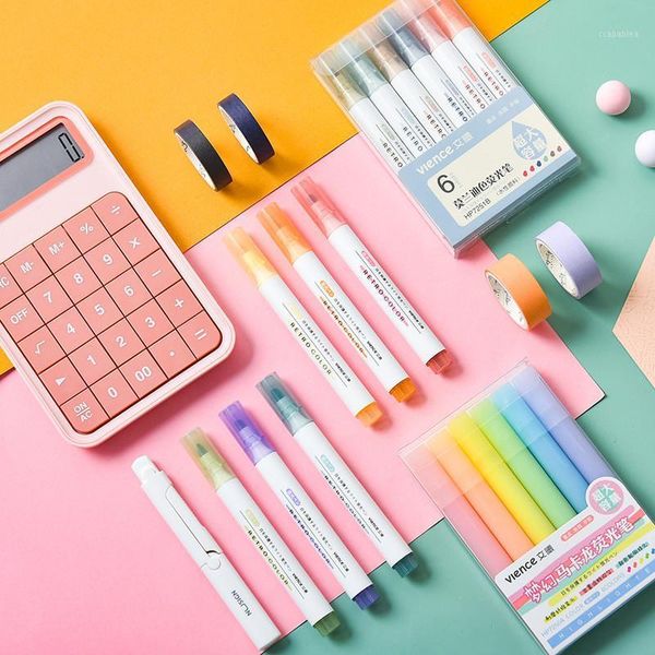 6pcs eye protection highlighter set retro color pen color highlighter marker pen set pastel colors brush for drawing1, Black;red
6pcs eye protection highlighter set retro color pen color highlighter marker pen set pastel colors brush for drawing1, Black;red