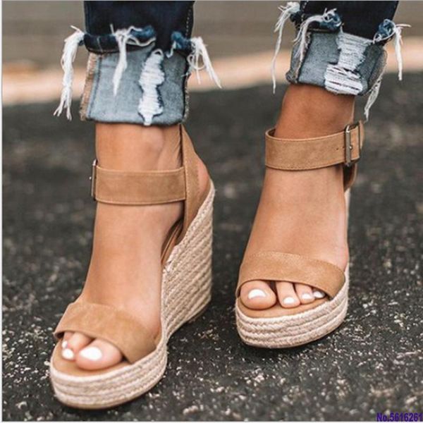 women's sandals summer new sandals women's large size spot wedge buckle belt european american open toe high heel shoes, Black
women's sandals summer new sandals women's large size spot wedge buckle belt european american open toe high heel shoes, Black