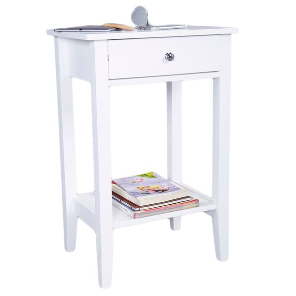 two-layer bedside table coffee table with drawer white 
two-layer bedside table coffee table with drawer white
